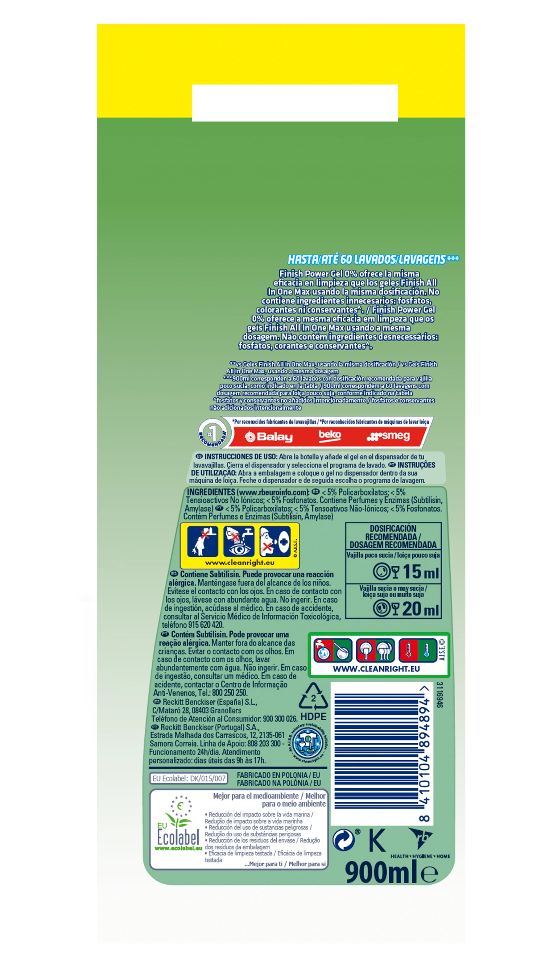 Моющее средство для мытья 0% гель в посудомоечной машине-3 шт. упаковке 50 + 10-180