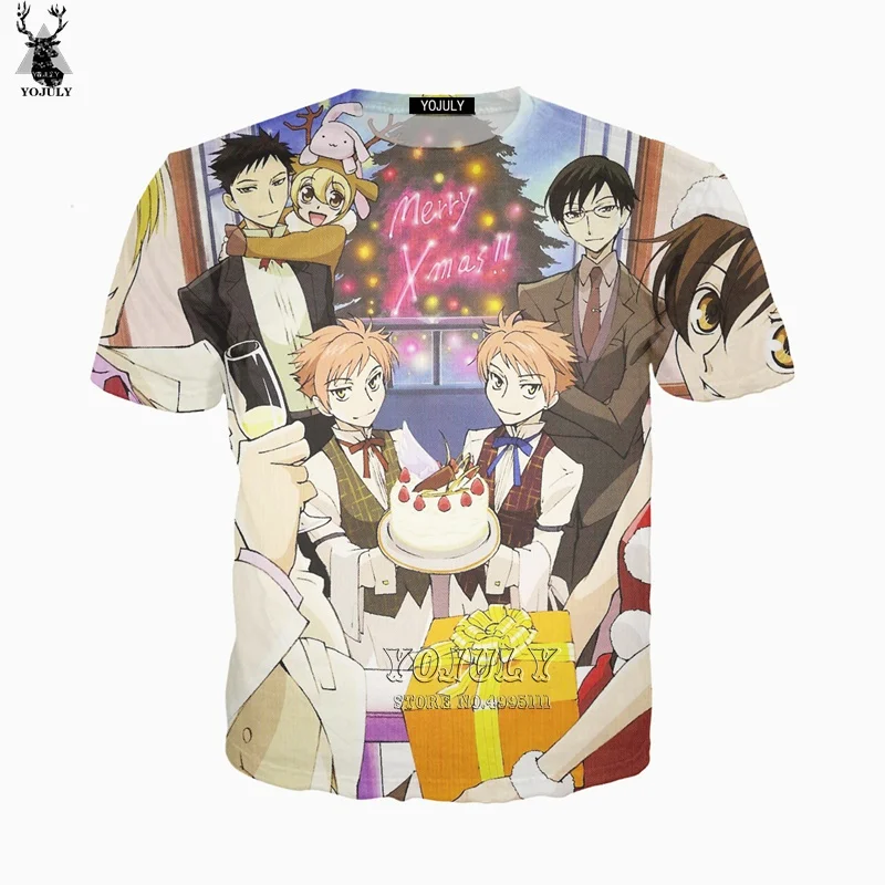 YOJULY 3D принт унисекс аниме Ouran старшеклассник клуб Повседневная Harajuku футболка с короткими рукавами хипстерская уличная одежда A737