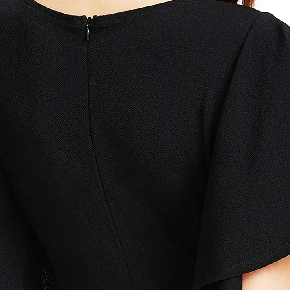 

Women dress 2021 Casual Solid color dress A Line Swing Flared Flutter Sleeve sexy Party Dress elegant black dress