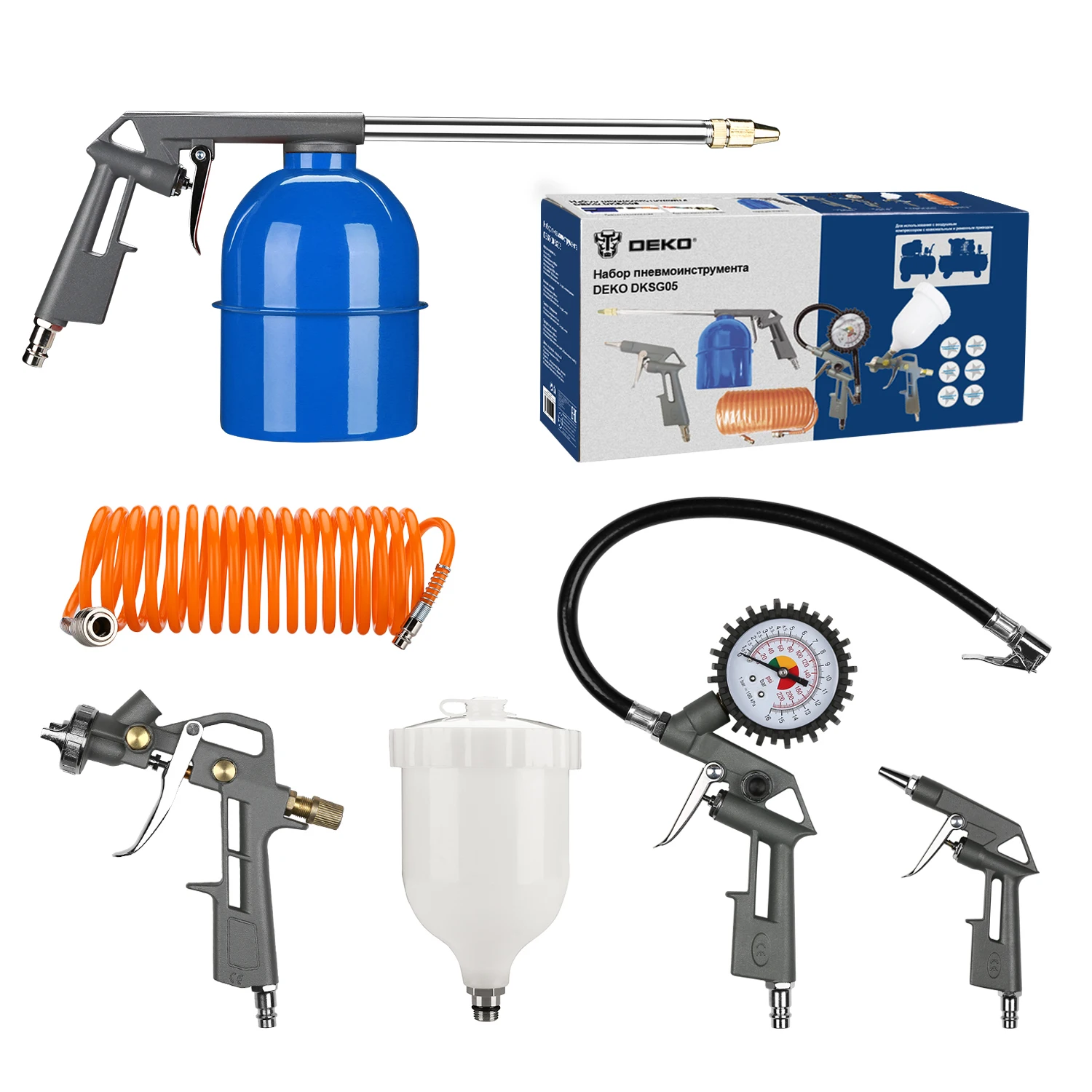 Набор пневмоинструмента DEKO DKSG05 (5 предметов, краскораспылитель) - Инструменты и другие товары для дачи и ремонта