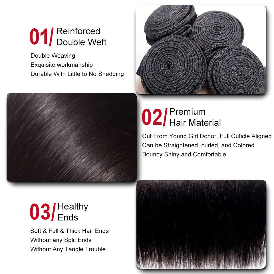 Бразильские прямые волосы с пучком 100% натуральные для наращивания натуральный