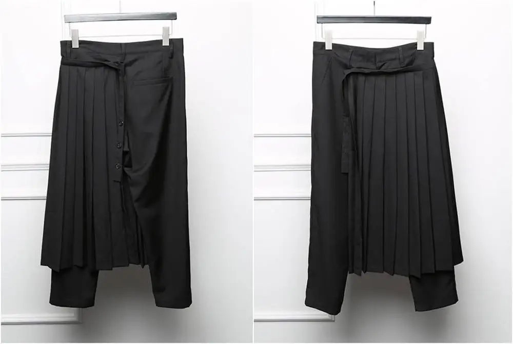 

Detachable Wrap Skirt Men's Original British Skirt Layer Suit Pants / Pleated Skirt Pants Catwalk