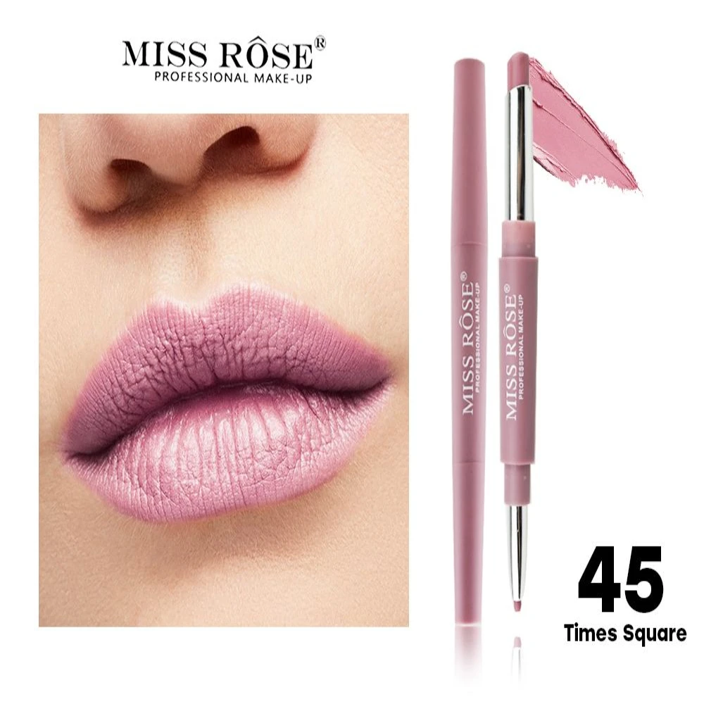 Помада для губ Кремовая + карандаш MISS ROSE увлажняет придает объем |