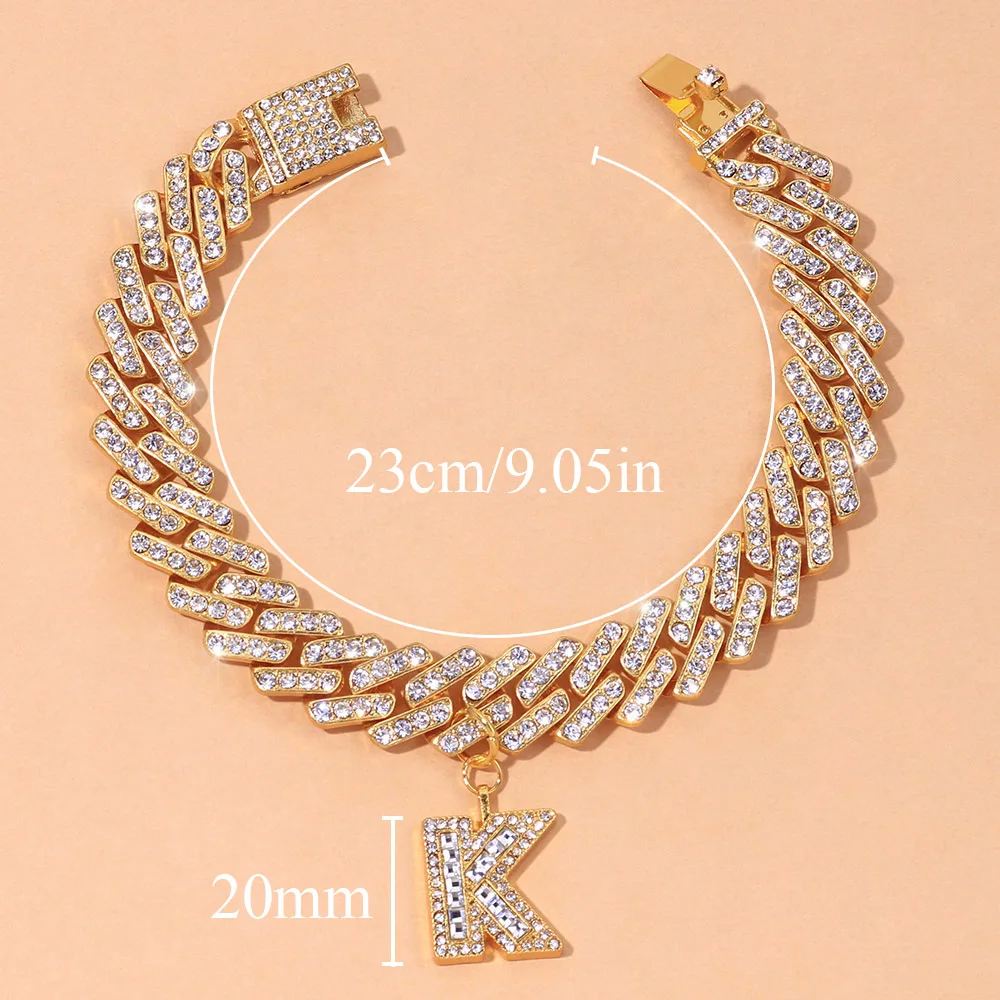 Stonefans A-Z Initial Cuban Chain Anklet Bracelet on the Leg Hip Hop Thick DIY Letter Rhinestone Iced Out Baguette | Украшения и