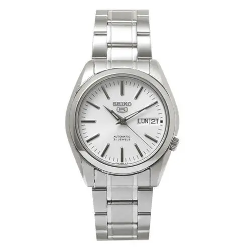 Мужские автоматические часы Seiko 5 SNKL41K1 циферблат белый серебристый 38 мм стальной