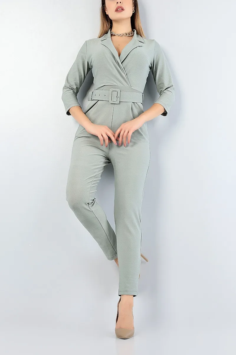 Bodysuit Double Breasted Collar Belted jumpsuits classic one piece women fitness slim rompers long overall Winter Autumn 2021...