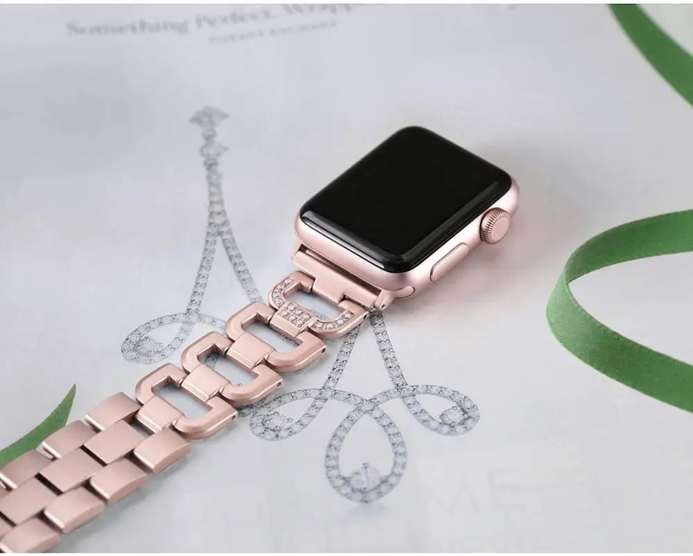 Женские туфли со стразами ремешок для наручных часов Apple Watch 38 мм 40 42 44 Длина