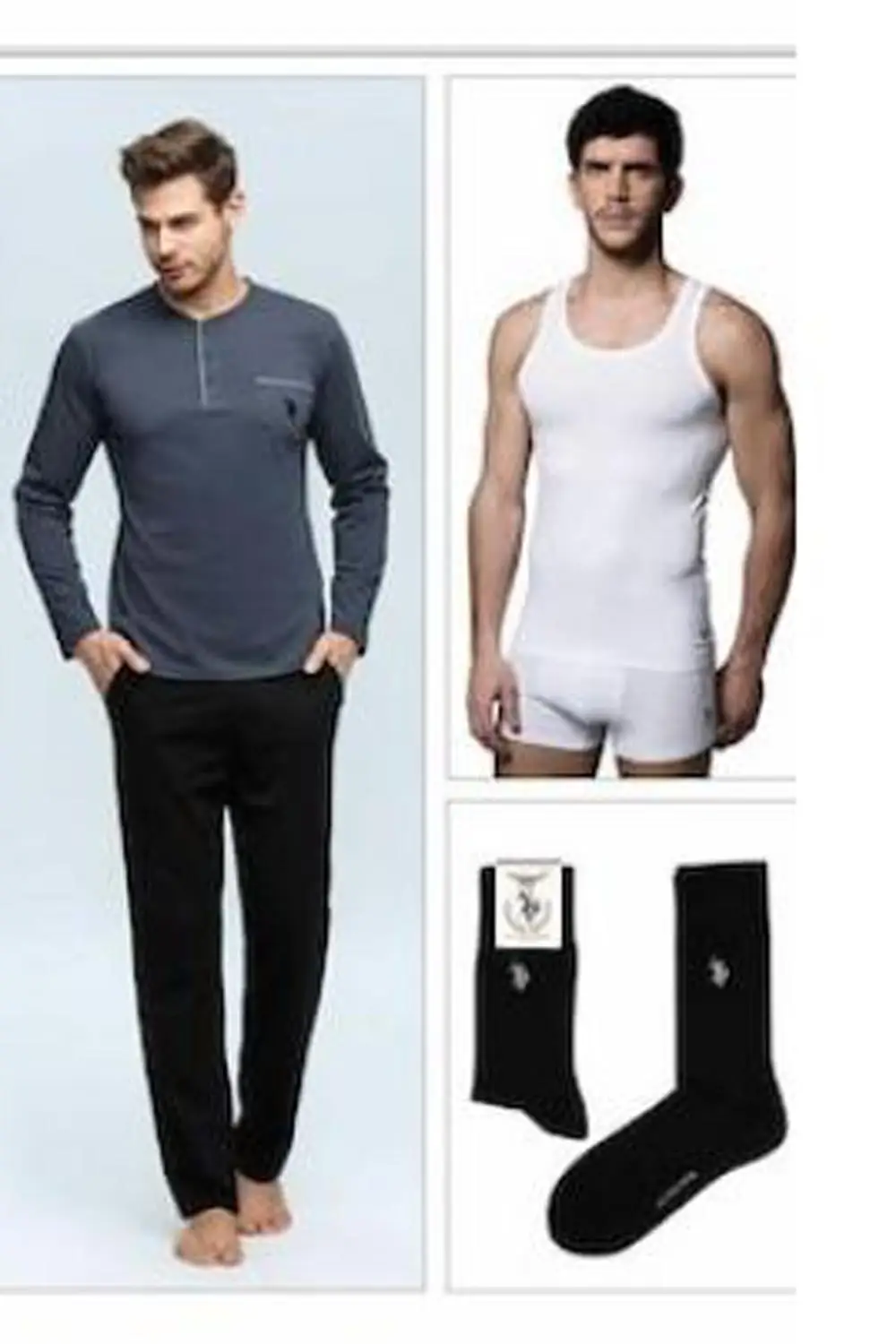 Men's Pajamas Set Cotton Home Comfortable Bed Wearable Underwear Box Contents: Long sleeved pajama top, long pajama bottoms, Und