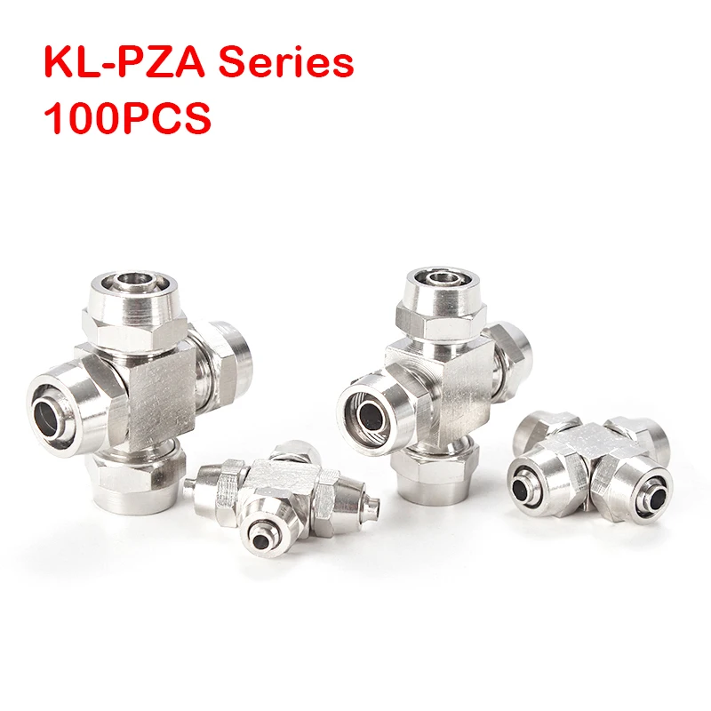 

100Pcs KL-PZA6 KL-PZA8 KL-PZA10 KL-PZA12 Series Copper Nickel Plating Fittings Threaded Elbow Fitting Pneumatic Quick Connector