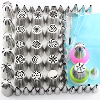 62 pcs russian icing piping tips flower cream cupcake cake decorating tools pastry nozzles bag coupler kitchen baking accessorie