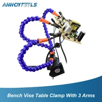 bench vise table clamp soldering helping hands with 3 flexible arms workshop helping station pcb holder tabletop clamp