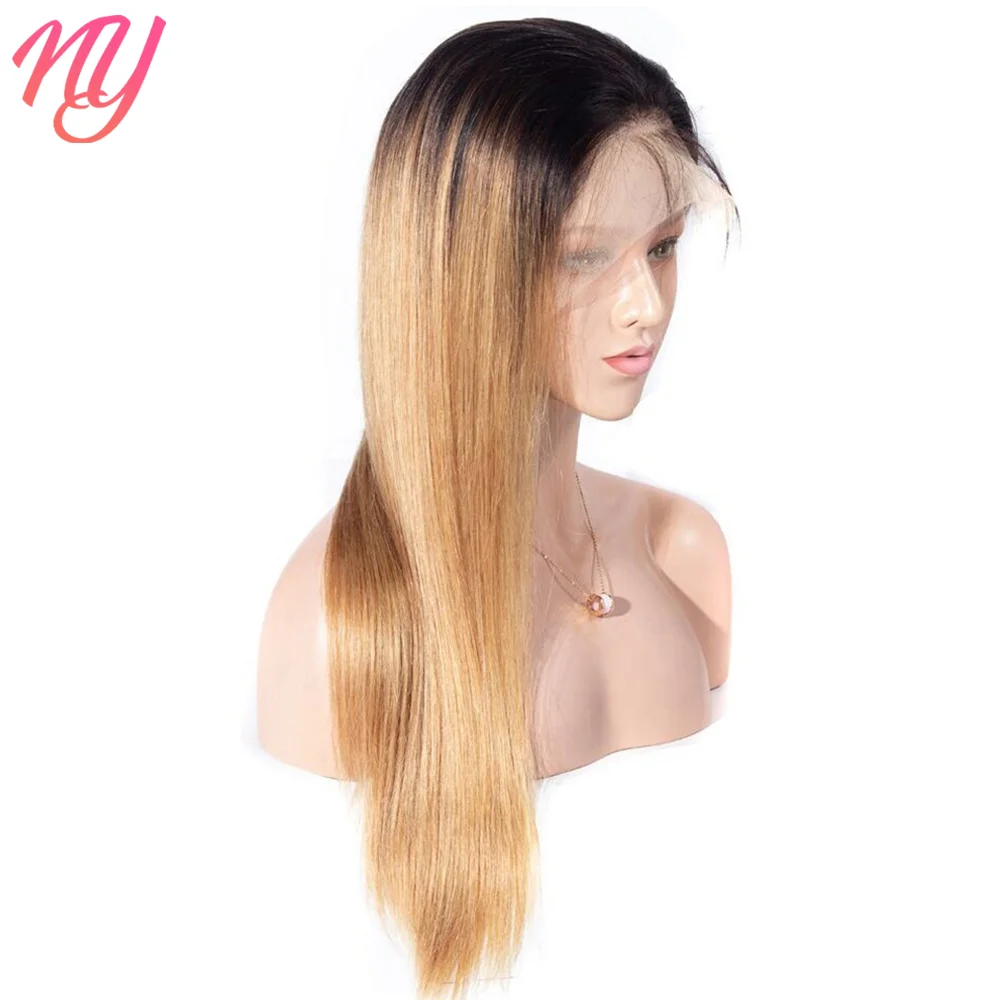 180% Ombre Hd Lace Front Human Hair Wigs Colored Lace Closure Wig For Black Women 1b27 Honey Blonde Straight Wig Remy Hair