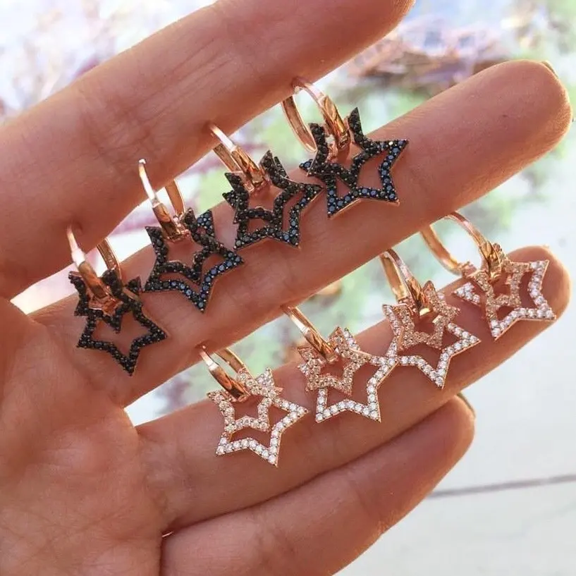 

New Trend Elephant Star Chance Tag Silver Earrings