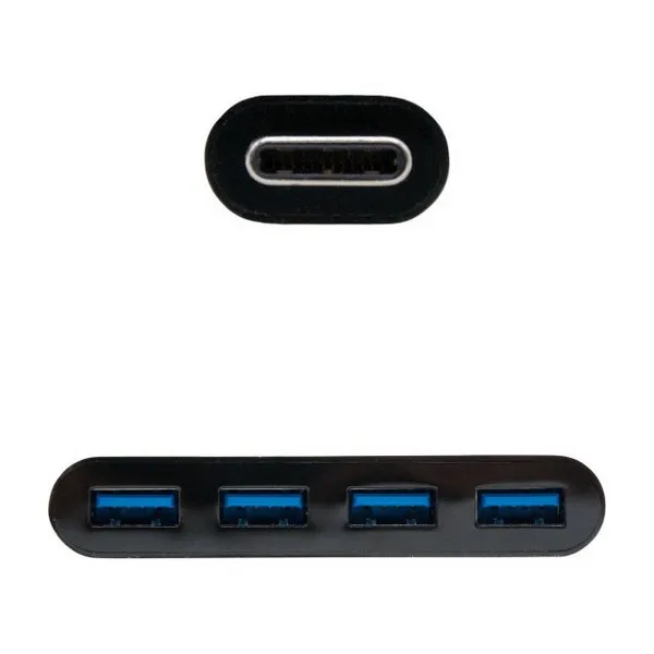 Адаптер USB C к NANOCABLE 10.16.4401-BK (10 см) черный | Обустройство дома