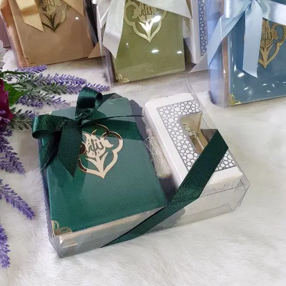 Золотистый Рог Коран и шаль Набор (зеленый) (Мусульманский Исламский подарок