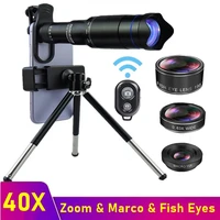 tongdaytech 40x zoom phone lens 4in1 portable camera macro lens for phone fish eyes tripods for iphone 12 11 pro max samsung