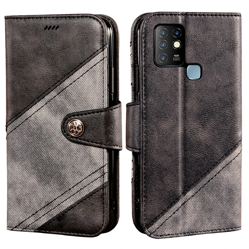 

Чехол-книжка для Infinix Hot 10, кожаный, противоударный, с бампером
