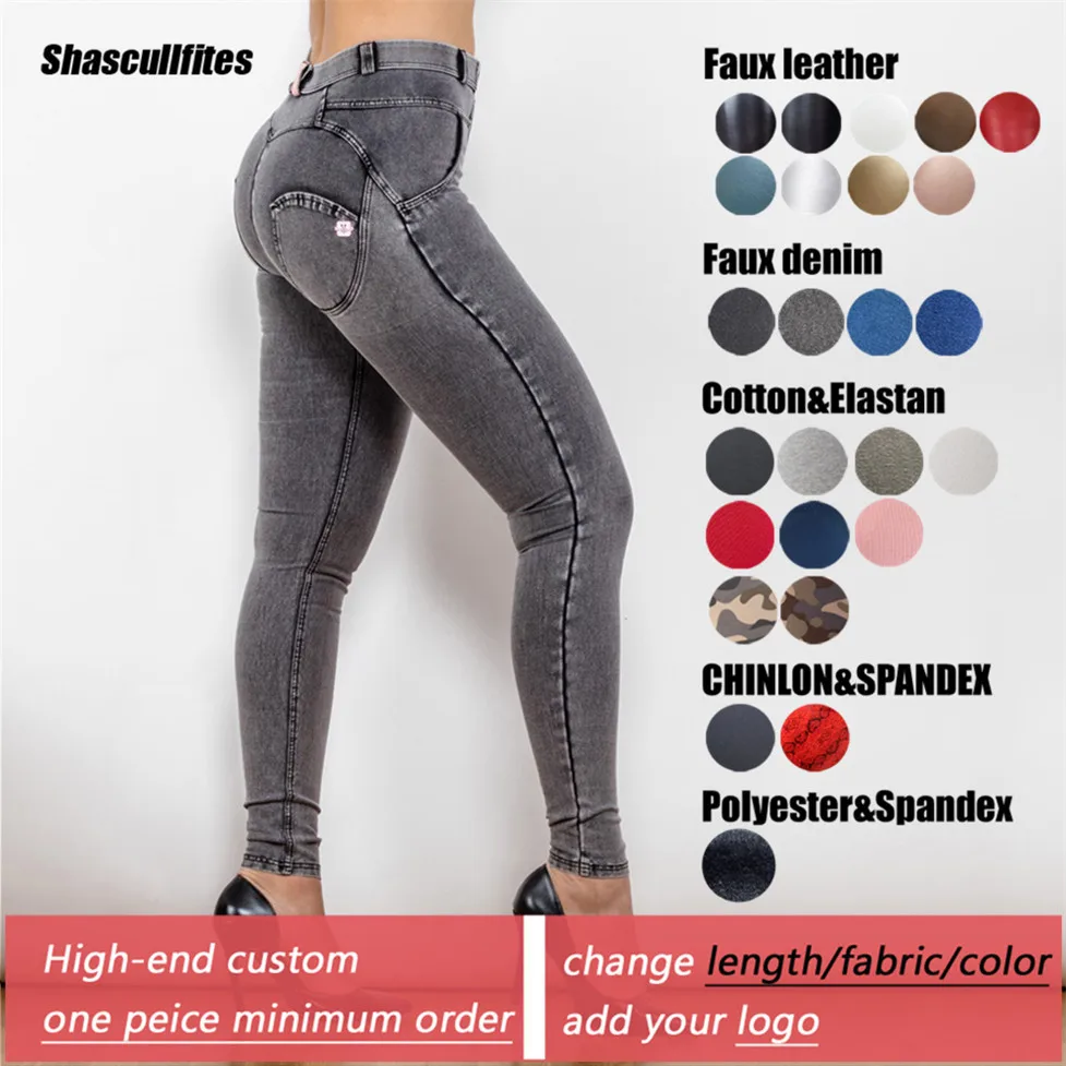 Shascullfites Tailored Mid Waist Jeans Bleached Gray Denim Korean Fashion High Street Elasticity Pencil Jean