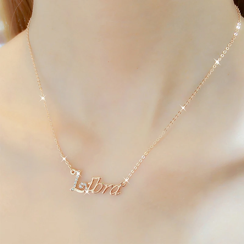 2021 New Fashion Stainless Steel Necklace Large Letter Rose Gold Choker Necklace Pendant Nameplate Gift