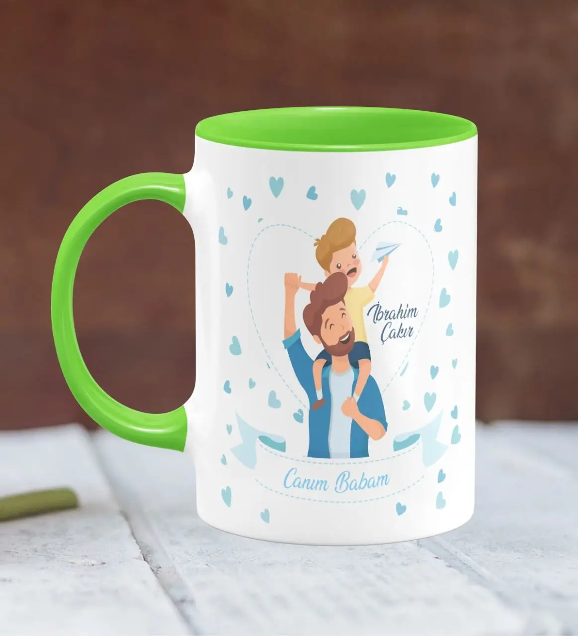 

Personalized Fathers Day Themed Green Mug Cup 14-382Y