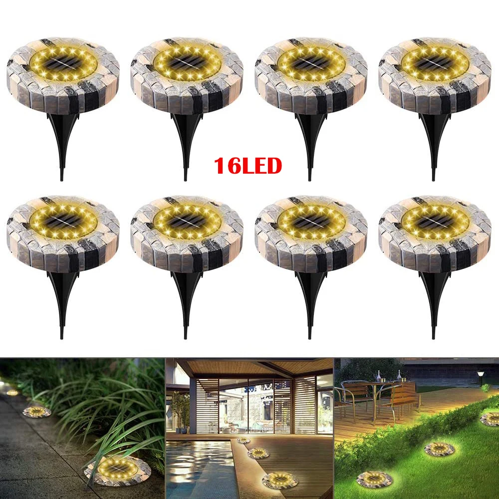 

16LED Outdoor Solar Garden Lights Ground Light Solar Lamp Lighting Waterproof Lights Deck Floor Light for Pathway Yard Landscape