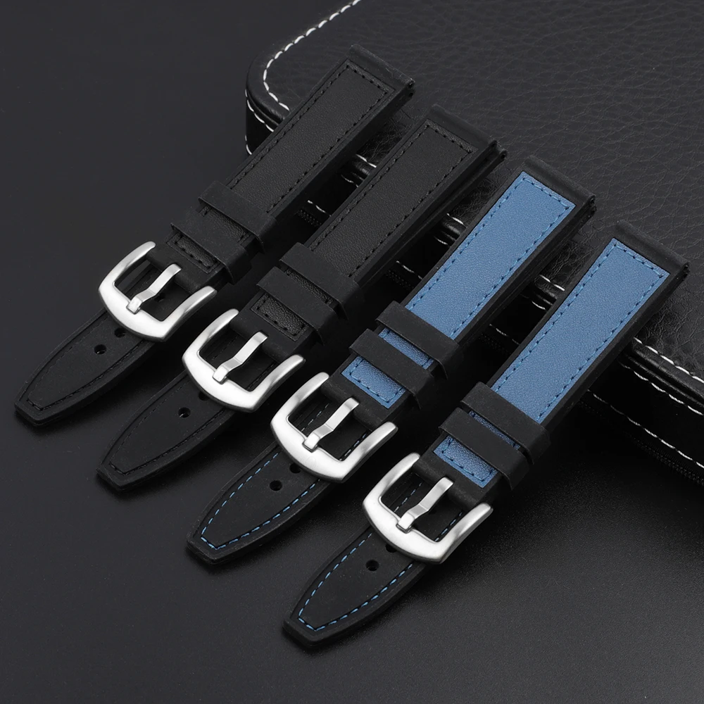 Onthelevel Silicone Watch Band 20mm 22mm Rubber Watch Strap Black Blue Color Watchproof Watchband