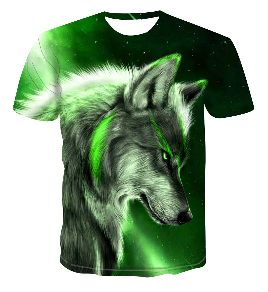 

2021 New Wolves Moon Unisex 3D Print Fashion Tee Men's Short Sleeve T-Shirt S-4XL Funny Top Round Neck Summer Clothing
