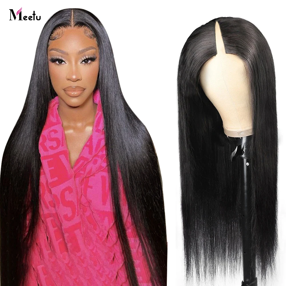 

Straight V Part Wig Glueless Wigs Meetu Bone Straight Human Hair Wigs For Women No Leave Out No Sew-in Wig Malaysian Hair Wigs