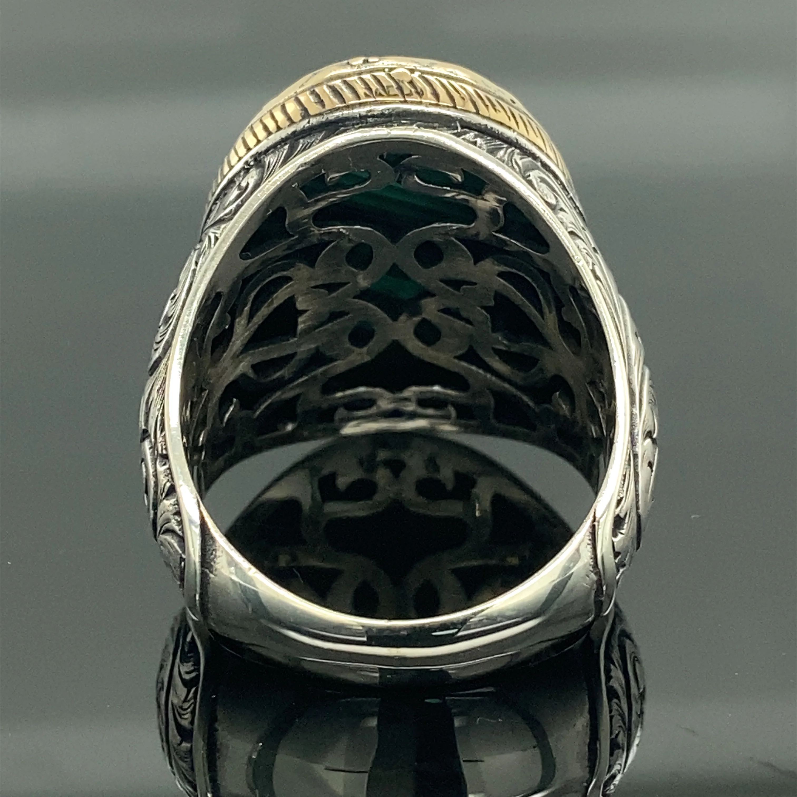 Men Handmade Ring , Malachite Gemstone Ring , Oval Gemstone Ring , Embroidered Ring , Ottoman Jewelry , 925k Sterling Silver Rin