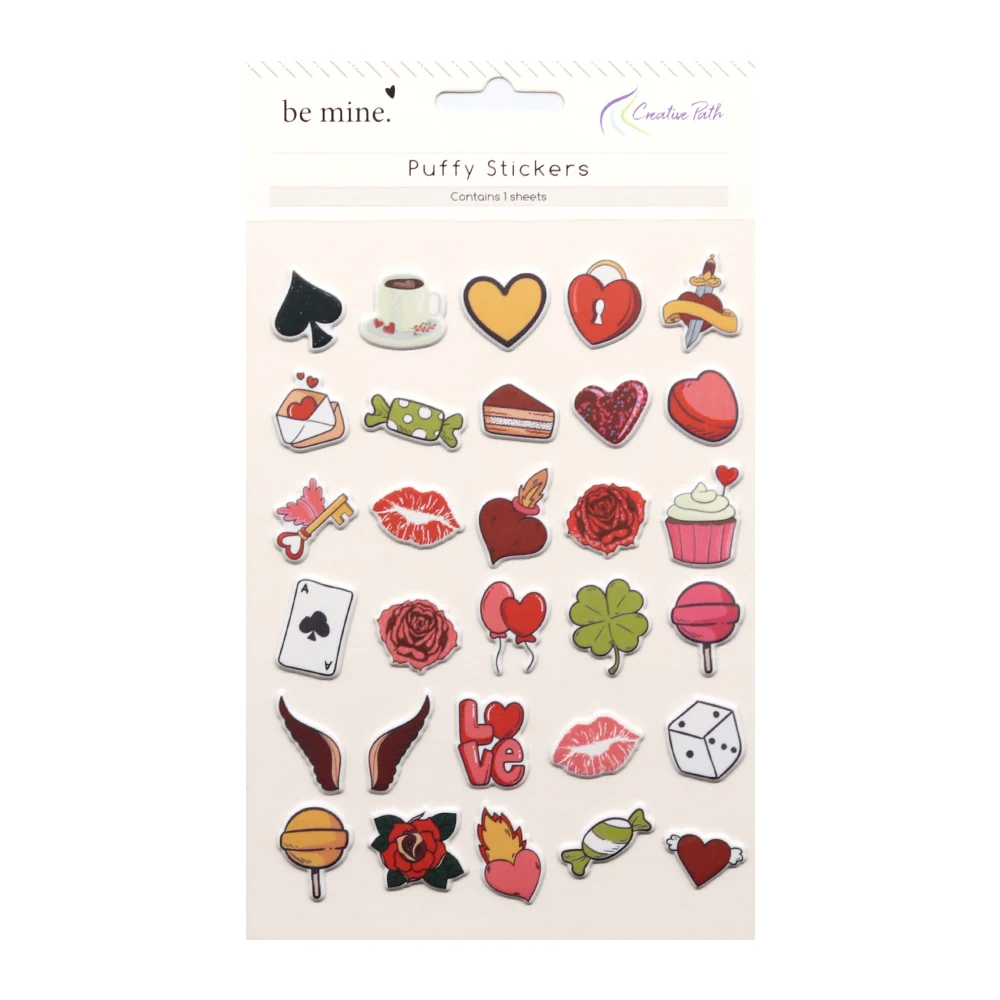 

Creative Path Puffy Motif Stickers Valentines Self Adhesive Embellishments Crafts For Scrapbooking Cardmaking Journal Decoration