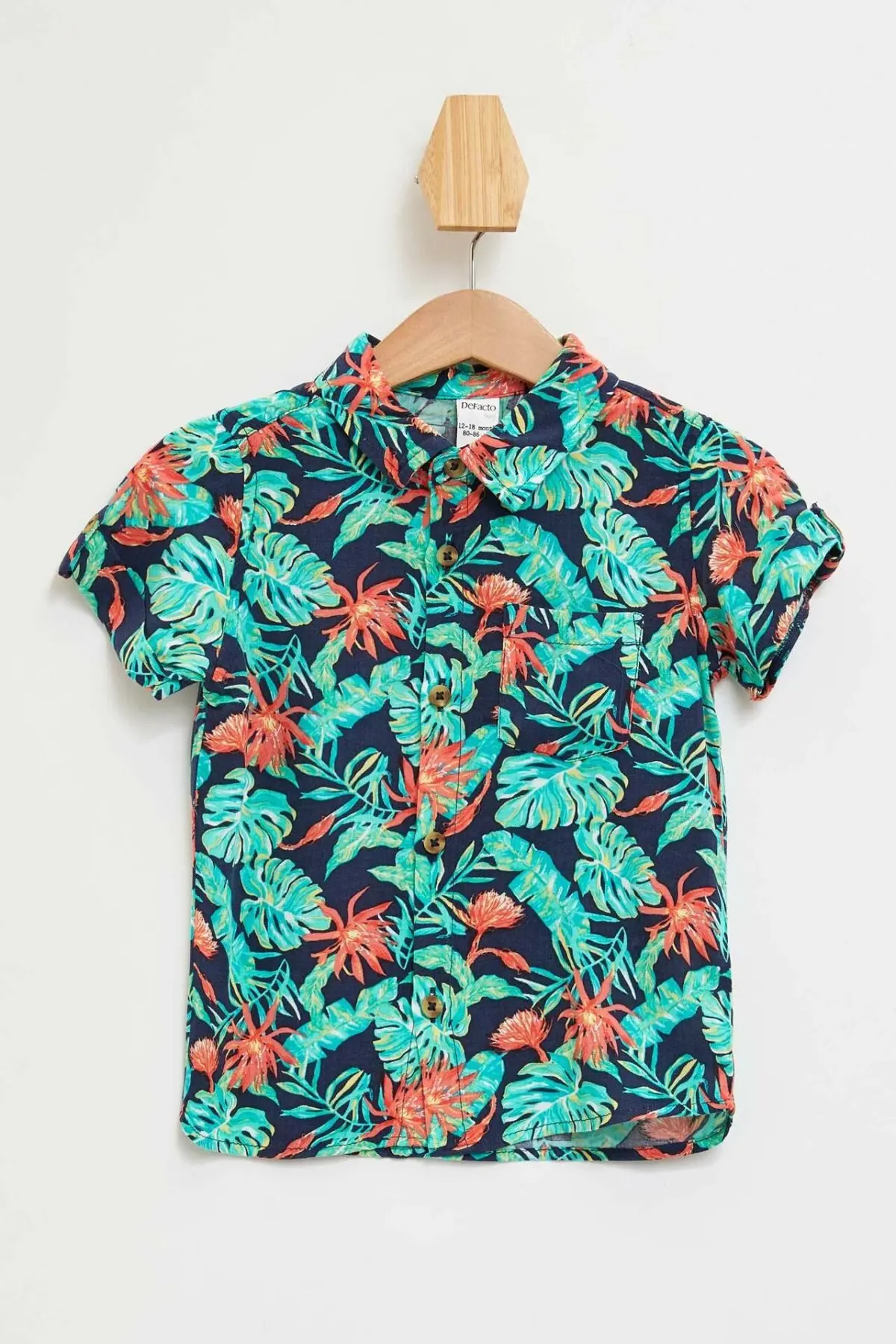 DeFacto/летняя рубашка с короткими рукавами и лацканами для маленьких мальчиков