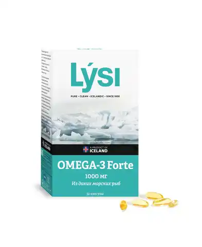 Витамины рыбий жир Омега-3 Lysi Форте из диких морских рыб №32 в капсулах