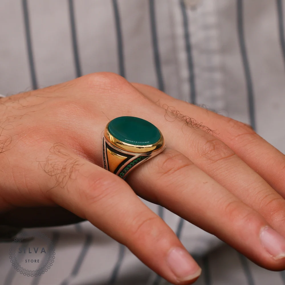 

Мужское серебряное кольцо Agate Aqeeq 925 Мужские ювелирные изделия с серебряным штампом 925 доступны все размеры