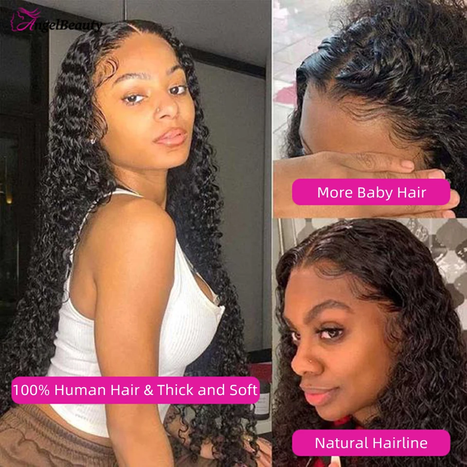 250Density Water Deep Wave Lace Frontal Wig Brazilian HD Transparent Lace Front Human Hair Wigs For Black Women Remy Closure Wig
