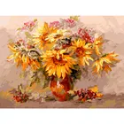 Подсолнухи и калина  живопись по номерам на картоне картина по номерам цветы 30*40 Белоснежка. 3258-CS