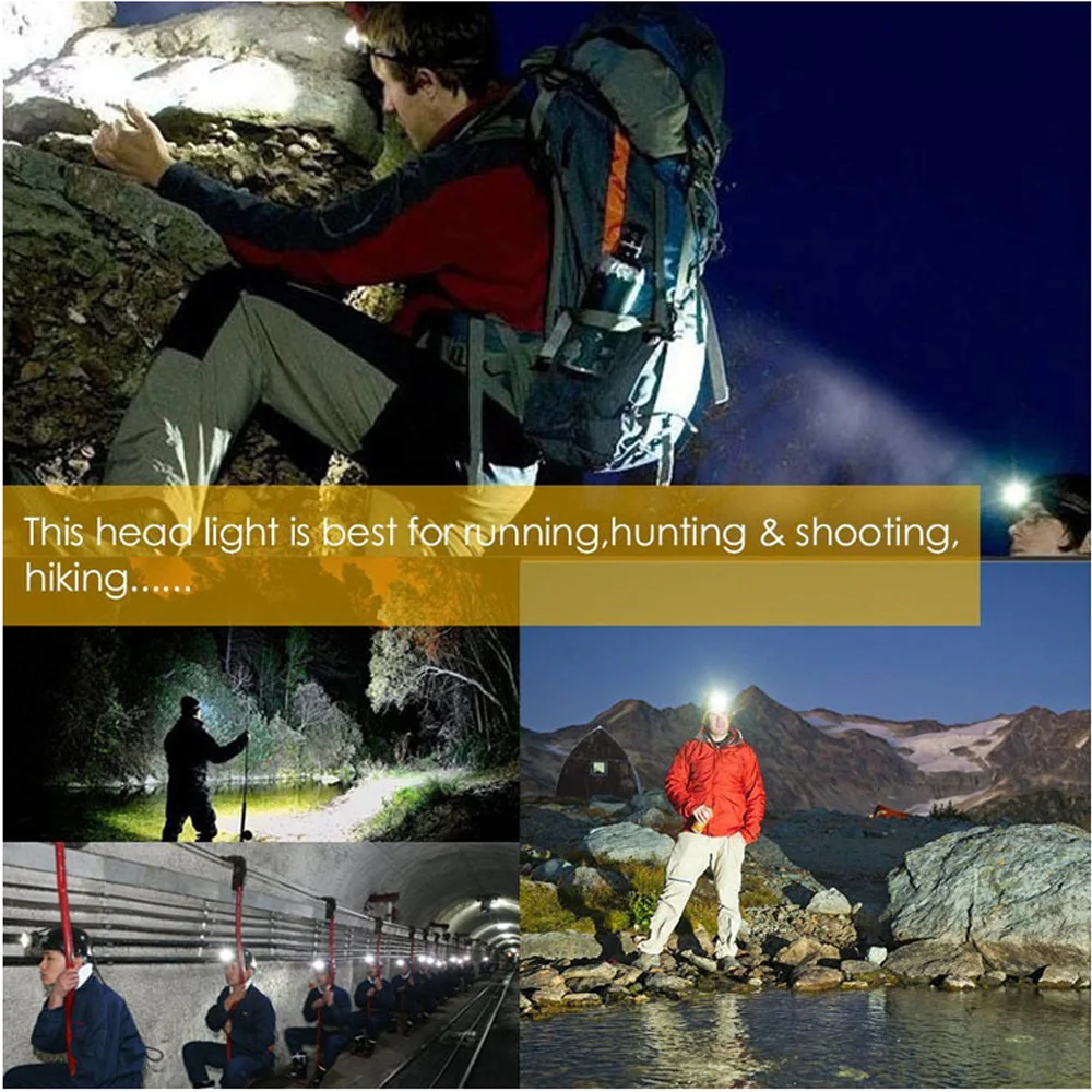 

LED Headlamp USB Rechargeable Headlight Torch Waterproof Head Torch Flashlight Sensor Camping Fishing Forehead Light Lantern