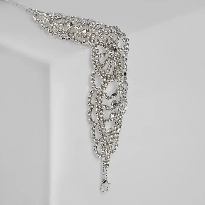 Браслет со стразами 'Селебрити' цвет белый в серебре 18см (комплект из 4 шт) |