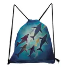 Рюкзак унисекс на шнурке, с принтом в виде морского Кита