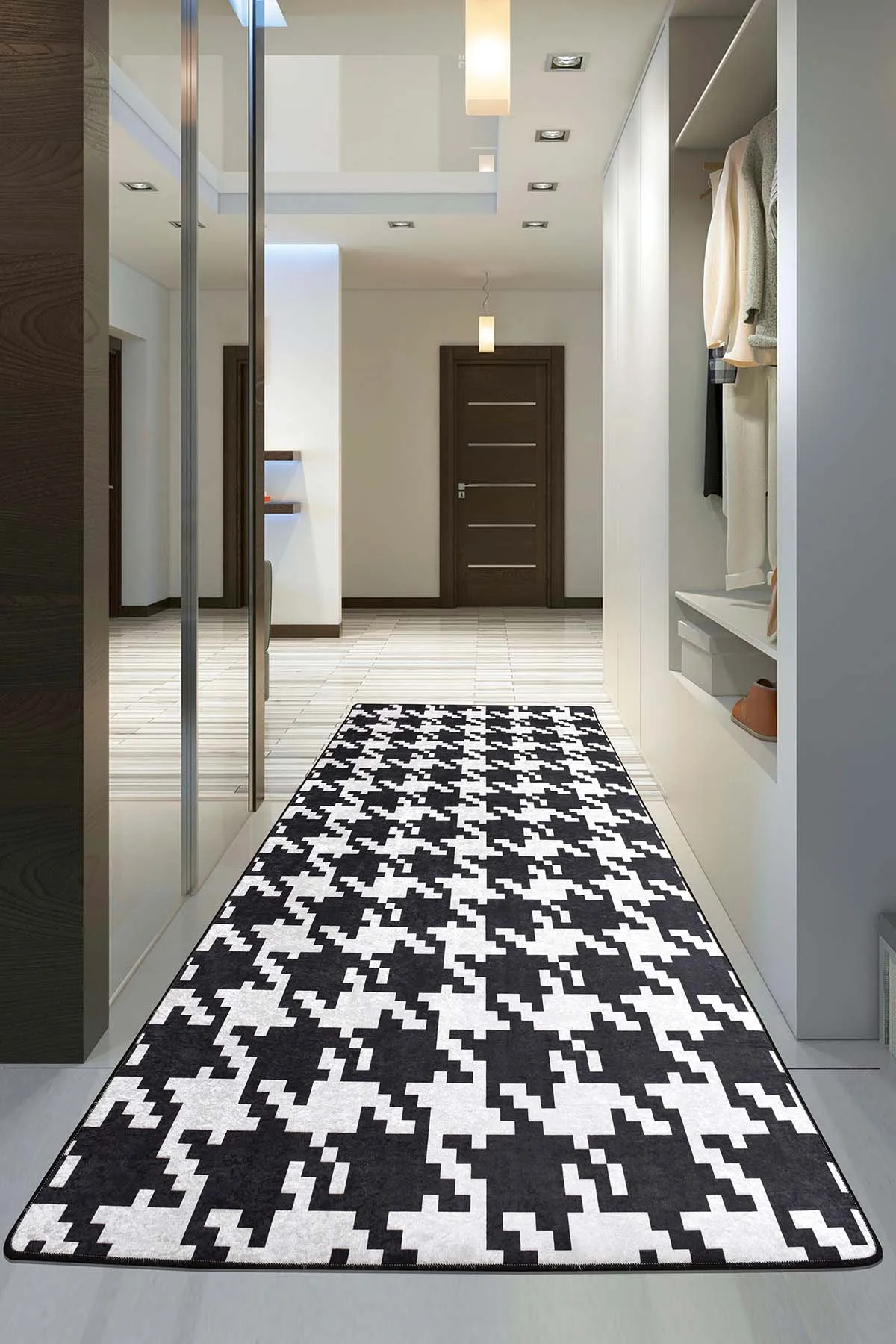 

Kazayağı гостиная ковер Нескользящие коврики Кухня Спальня современный черный, белый цвет ковер геометрический Коврик для дома