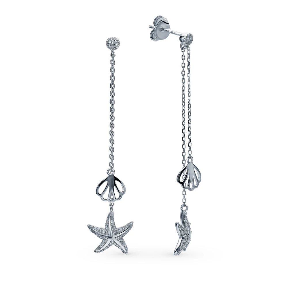 Серебряные серьги с фианитами SUNLIGHT проба 925 | Украшения и аксессуары