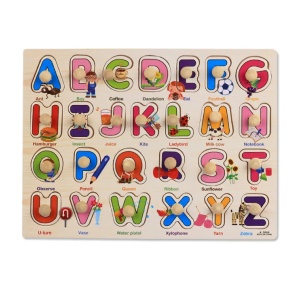 

Wooden Puzzles Alphabet Number Animal Fruit Shape Puzzles Games Set Educational Preschool Toys wooden puzzle for babies