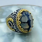 Мужское кольцо из серебра 925 пробы, с турецким агатом