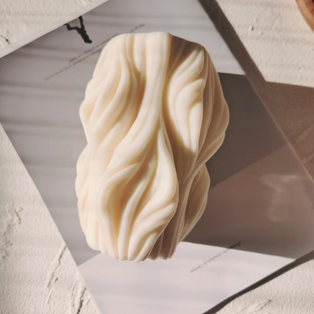 Hermosa 3D hecho velas moldes tallada ondulado vela arte abstracto geom&eacute;trico Irregular de silicona molde de vela para la decoraci&oacute;n de la casa-1