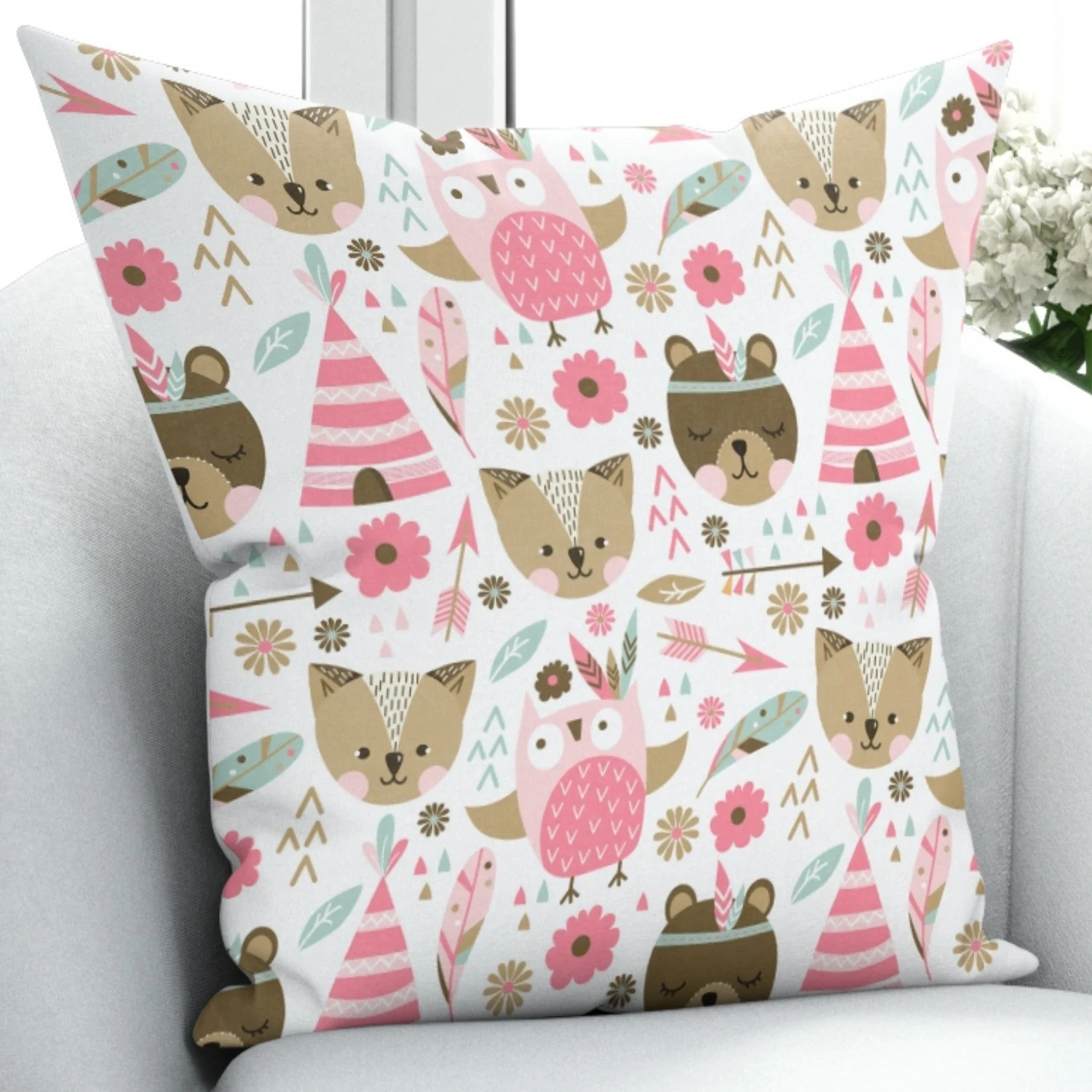 

Else Indian Sweet Cute Jungle Animals 3D Print Microfiber Throw Pillow Case Cushion Covers Square Hidden Zipper 45x45cm