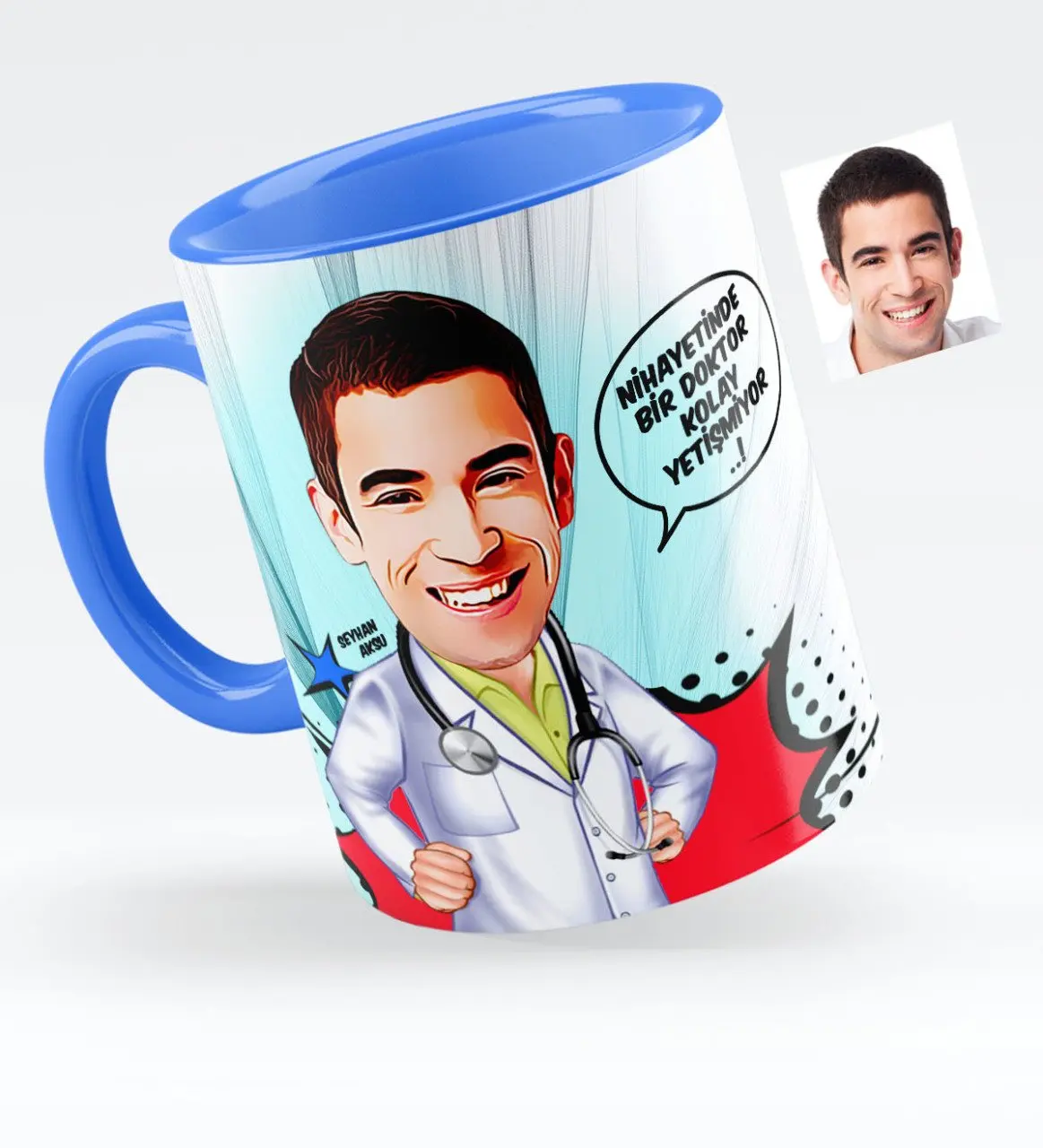 

Personalized Mr Doctor Caricature Of Blue Mug cup-1