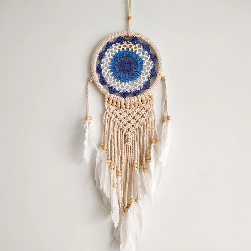 

Handmade Colorful Pattern Wooden Beaded Braided Macrame Squarehead Hanging Home Wall Decor Vintage Fringed Dream Catcher