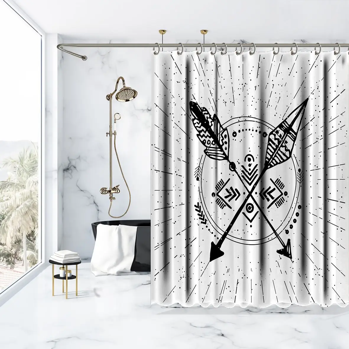 Занавески для душа стрелы солнечные лучи хипстерское искусство древний