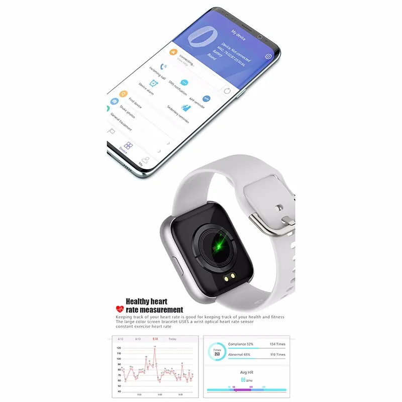 2020 полностью сенсорные Смарт-часы IP67 водонепроницаемый смарт-Браслет