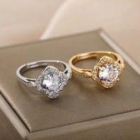 cubic zirconia flower rings for women charms luxury couple rings bridal wedding engagement ring trendy female jewelry gift bague
