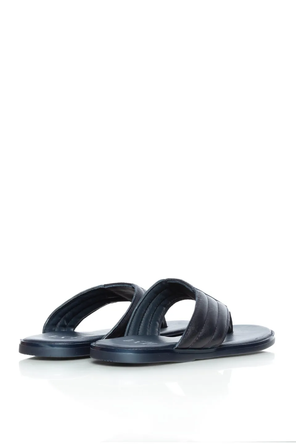 

ILVi-Genuine Leather Handmade Telemah Men's Thong Sandal Navy Blue Leather Men Shoes (Made in Turkey)